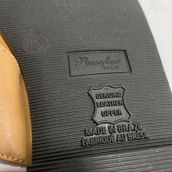 Passofino Brazil Tan Leather Sandals Boho Thong Sandal Dressy Flats Size 10 - Picture 9 of 11